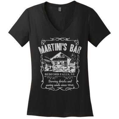 Martini's Bar It's A Wonderful Life Women's V-Neck T-Shirt