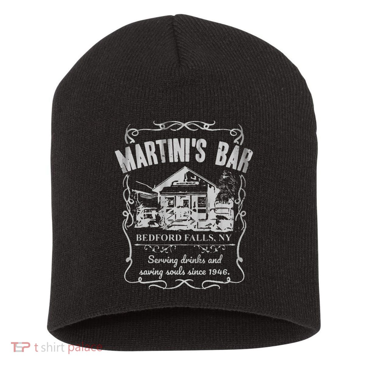 Martini's Bar It's A Wonderful Life Short Acrylic Beanie
