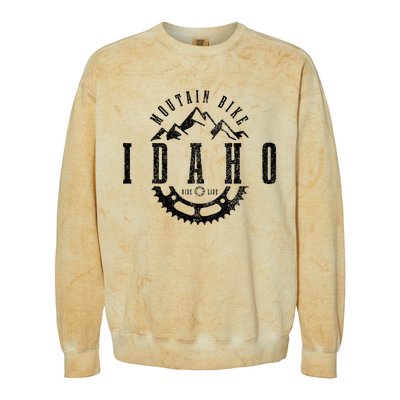 Mountain Bike Idaho Mtb Downhill Biking Vintage Biker Colorblast Crewneck Sweatshirt