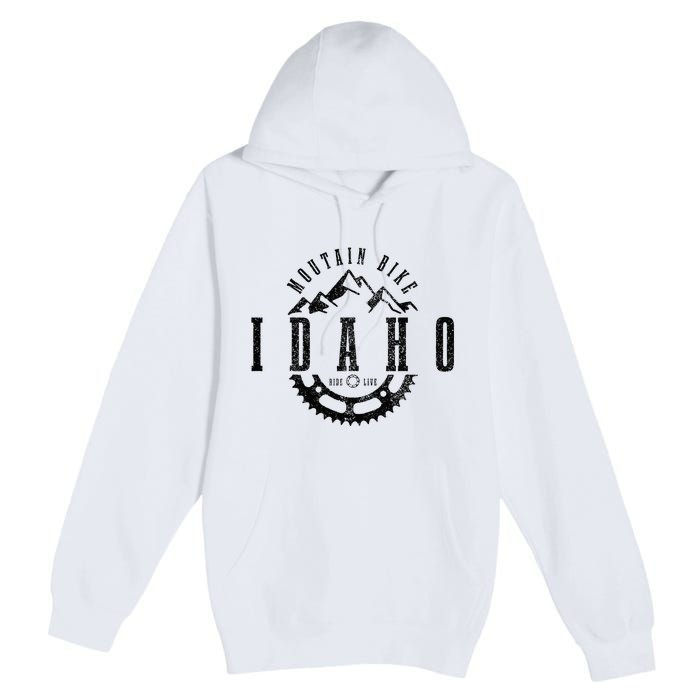 Mountain Bike Idaho Mtb Downhill Biking Vintage Biker Premium Pullover Hoodie