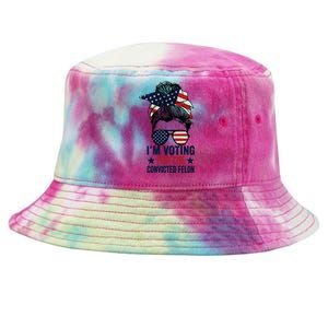 Messy Bun Im Voting For The Convicted Felon Tie-Dyed Bucket Hat