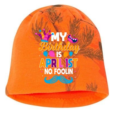 My Birthday Is April 1st No Foolin Prankster April Fools Day Funny Gift Kati - Camo Knit Beanie