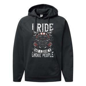 Motorcycle Biker I Ride So I Dont Choke Skull Performance Fleece Hoodie