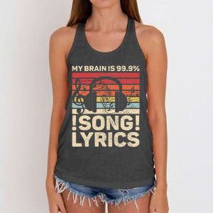 My Brain Is 99.9 Song Lyrics EDM Music Lovers DJ Musician Women's Knotted Racerback Tank