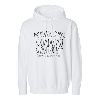 My Brain Is 95% Broadway Lyrics Gift Musicals Fan Gift Meaningful Gift Garment-Dyed Fleece Hoodie