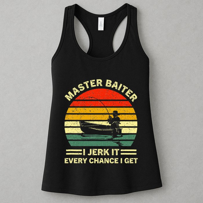 Master Baiter I Jerk It Every Chance I Get Vintage Fisherman Womens Tank Top