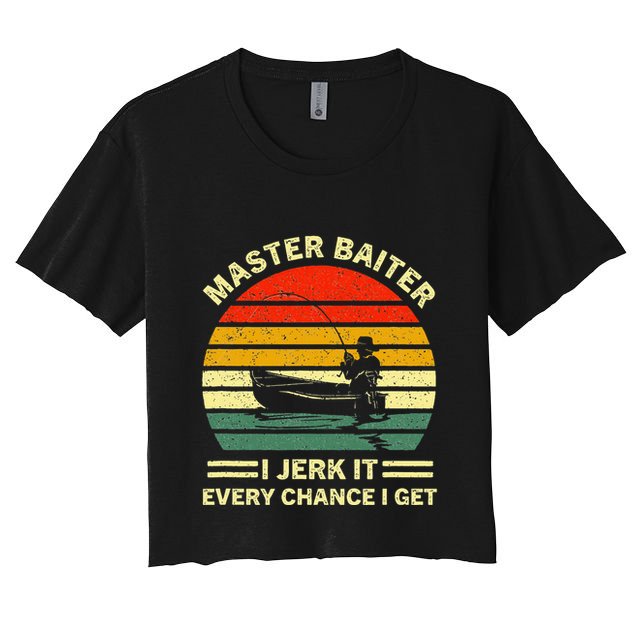 Master Baiter I Jerk It Every Chance I Get Vintage Fisherman Crop Top