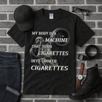 My Body Is A Machine That Turns Cigarettes Into Smoked Cigarettes Tall T-Shirt