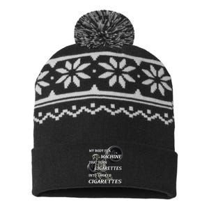 My Body Is A Machine That Turns Cigarettes Into Smoked Cigarettes USA-Made Snowflake Beanie