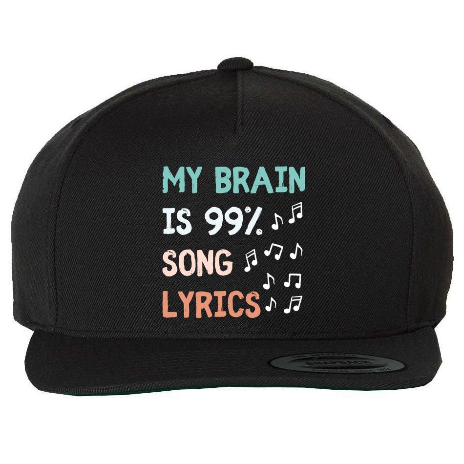 My Brain Is 99.9 Percent Song Lyrics Funny Music Lover Quote Wool Snapback Cap