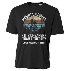 Mountain Biking ItS Cheaper Than A Therapy Mountain Bike Cooling Performance Crew T-Shirt