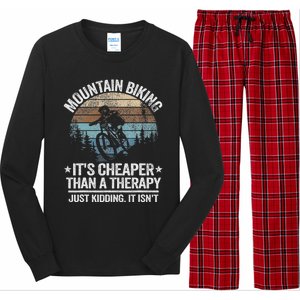 Mountain Biking ItS Cheaper Than A Therapy Mountain Bike Long Sleeve Pajama Set