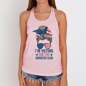 Messy Bun Im Voting For The Convicted Felon Women's Knotted Racerback Tank