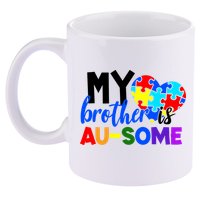 My Brother Is Ausome Autism Awareness 11oz C Handle Ceramic Mug