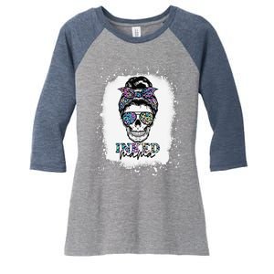 Messy Bun Inked Mama Messy Bun Mom Life Leopard Tattooed Mom Women's Tri-Blend 3/4-Sleeve Raglan Shirt