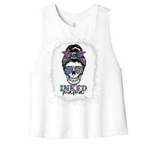 Messy Bun Inked Mama Messy Bun Mom Life Leopard Tattooed Mom Women's Racerback Cropped Tank