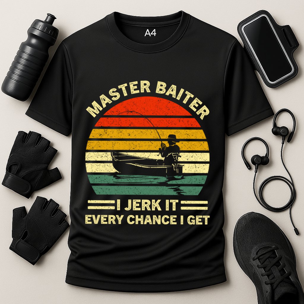 Master Baiter I Jerk It Every Chance I Get Vintage Fisher Cool Gift Cooling Performance Crew T-Shirt