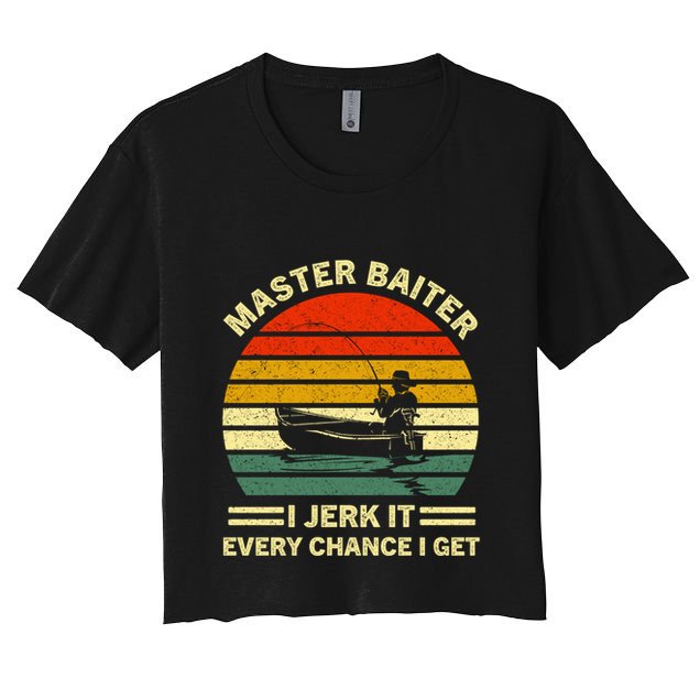 Master Baiter I Jerk It Every Chance I Get Vintage Fisher Cool Gift Crop Top