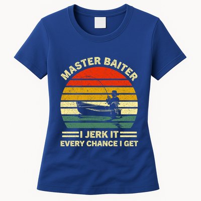Master Baiter I Jerk It Every Chance I Get Vintage Fisher Cool Gift Womens T-Shirt