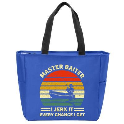 Master Baiter I Jerk It Every Chance I Get Vintage Fisher Cool Gift Zip Tote Bag