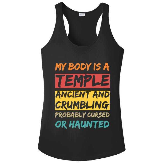 My Body Is A Temple. Ancient And Crumbling And Probably Cursed Or Haunted Ladies PosiCharge Competitor Racerback Tank