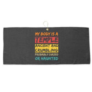 My Body Is A Temple. Ancient And Crumbling And Probably Cursed Or Haunted Large Microfiber Waffle Golf Towel