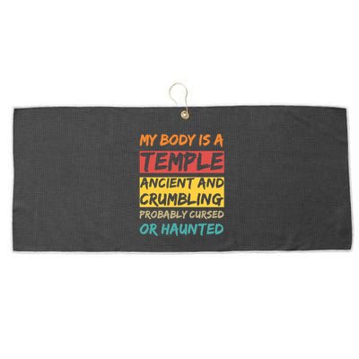 My Body Is A Temple. Ancient And Crumbling And Probably Cursed Or Haunted Large Microfiber Waffle Golf Towel