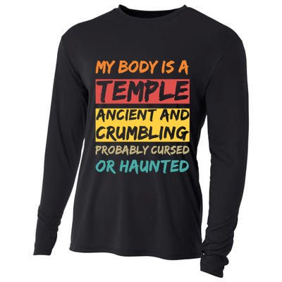 My Body Is A Temple. Ancient And Crumbling And Probably Cursed Or Haunted Cooling Performance Long Sleeve Crew