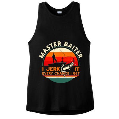 Master Baiter I’m Always Jerking My Rod For A Fishing Lovers Ladies PosiCharge Tri-Blend Wicking Tank