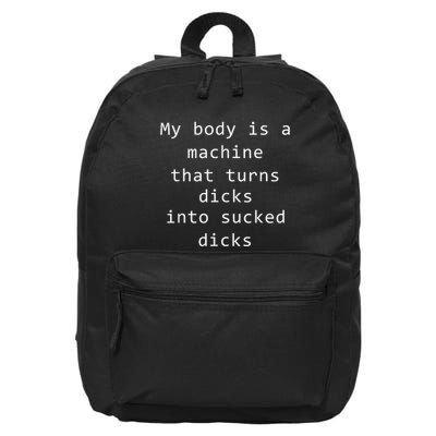 My Body Is A Machine That Turns Dicks Into Sucked Dicks Funny Meme 16 in Basic Backpack