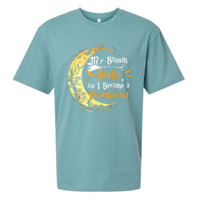 My Broom Is Broke So I Became A Pharmacist Halloween Sueded Cloud Jersey T-Shirt