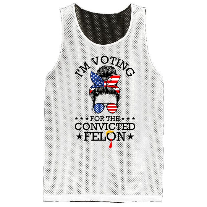 Messy Bun IM Voting For The Convicted Felon For Women Mesh Reversible Basketball Jersey Tank