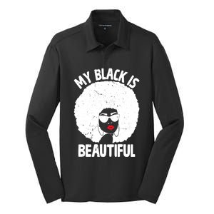 My Back Is Beautiful Empowert Afro Black Beauty Cool Gift Silk Touch Performance Long Sleeve Polo