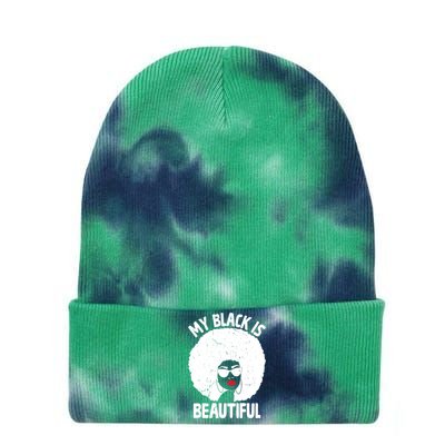 My Back Is Beautiful Empowert Afro Black Beauty Cool Gift Tie Dye 12in Knit Beanie