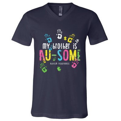 My Brother Is Ausome Autism Awareness V-Neck T-Shirt