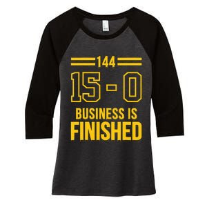 Michigan Business Is Finished 144 15 0 Women's Tri-Blend 3/4-Sleeve Raglan Shirt