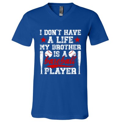 My Brother Is A Baseball Player Brother Baseball Brother Great Gift V-Neck T-Shirt