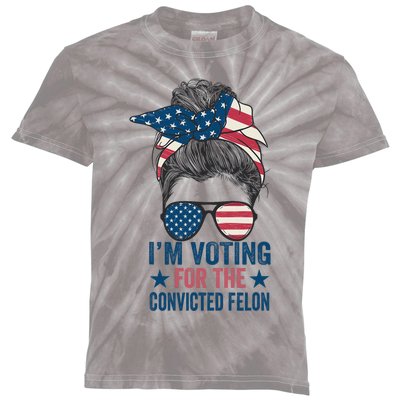 Messy Bun IM Voting For The Convicted Felon Kids Tie-Dye T-Shirt