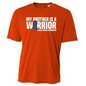 My Brother Is A Warrior Blue Ribbon Colon Cancer Awareness Gift Cooling Performance Crew T-Shirt