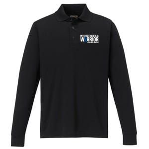 My Brother Is A Warrior Blue Ribbon Colon Cancer Awareness Gift Performance Long Sleeve Polo