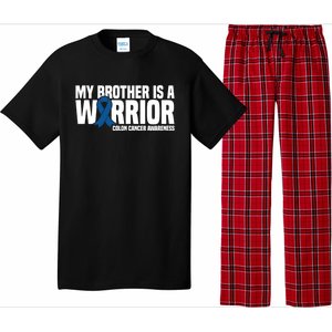 My Brother Is A Warrior Blue Ribbon Colon Cancer Awareness Gift Pajama Set