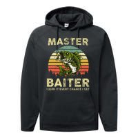 Master Baiter I Jerk It Every Chance I Get Funny Fishing Performance Fleece Hoodie