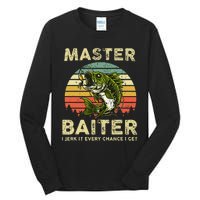 Master Baiter I Jerk It Every Chance I Get Funny Fishing Tall Long Sleeve T-Shirt