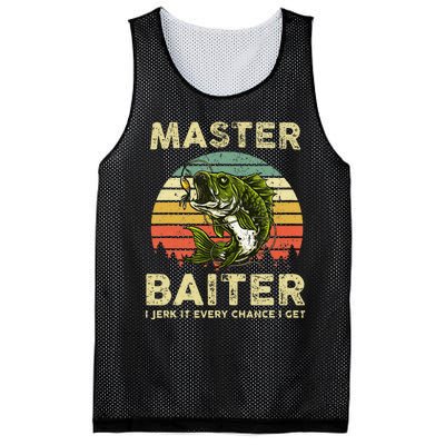 Master Baiter I Jerk It Every Chance I Get Funny Fishing Mesh Reversible Basketball Jersey Tank