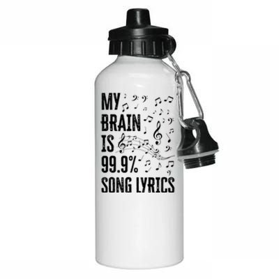 My Brain Is 99 Song Lyrics Funny Singer Music Lover Aluminum Water Bottle