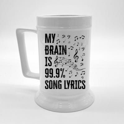 My Brain Is 99 Song Lyrics Funny Singer Music Lover Beer Stein