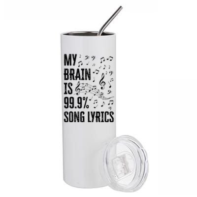 My Brain Is 99 Song Lyrics Funny Singer Music Lover Stainless Steel Tumbler