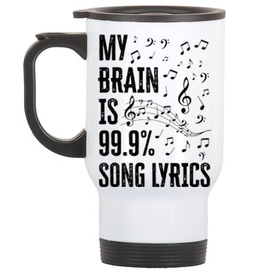 My Brain Is 99 Song Lyrics Funny Singer Music Lover Stainless Steel Travel Mug