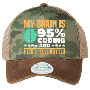 My Brain Is 95% Coding 5% Useless Stuff Great Gift Legacy Tie Dye Trucker Hat