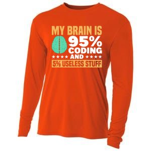 My Brain Is 95% Coding 5% Useless Stuff Great Gift Cooling Performance Long Sleeve Crew